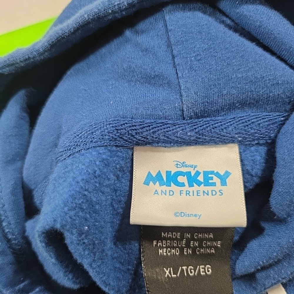 Mickey and Friends Blue Figured Men's Hooded Sweatshirt Great Condition Size XL - Picture 6 of 8
